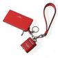 Red Leather Silver Metal Logo Strap Pouch Airpods Case