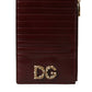 Maroon Leather DG Amore Zip Card Holder Wallet