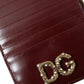 Maroon Leather DG Amore Zip Card Holder Wallet