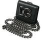 Black Lamb Leather Logo Card Holder Chain Strap Bags