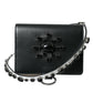 Black White Leather Crystal Embellished Cardholder Wallet