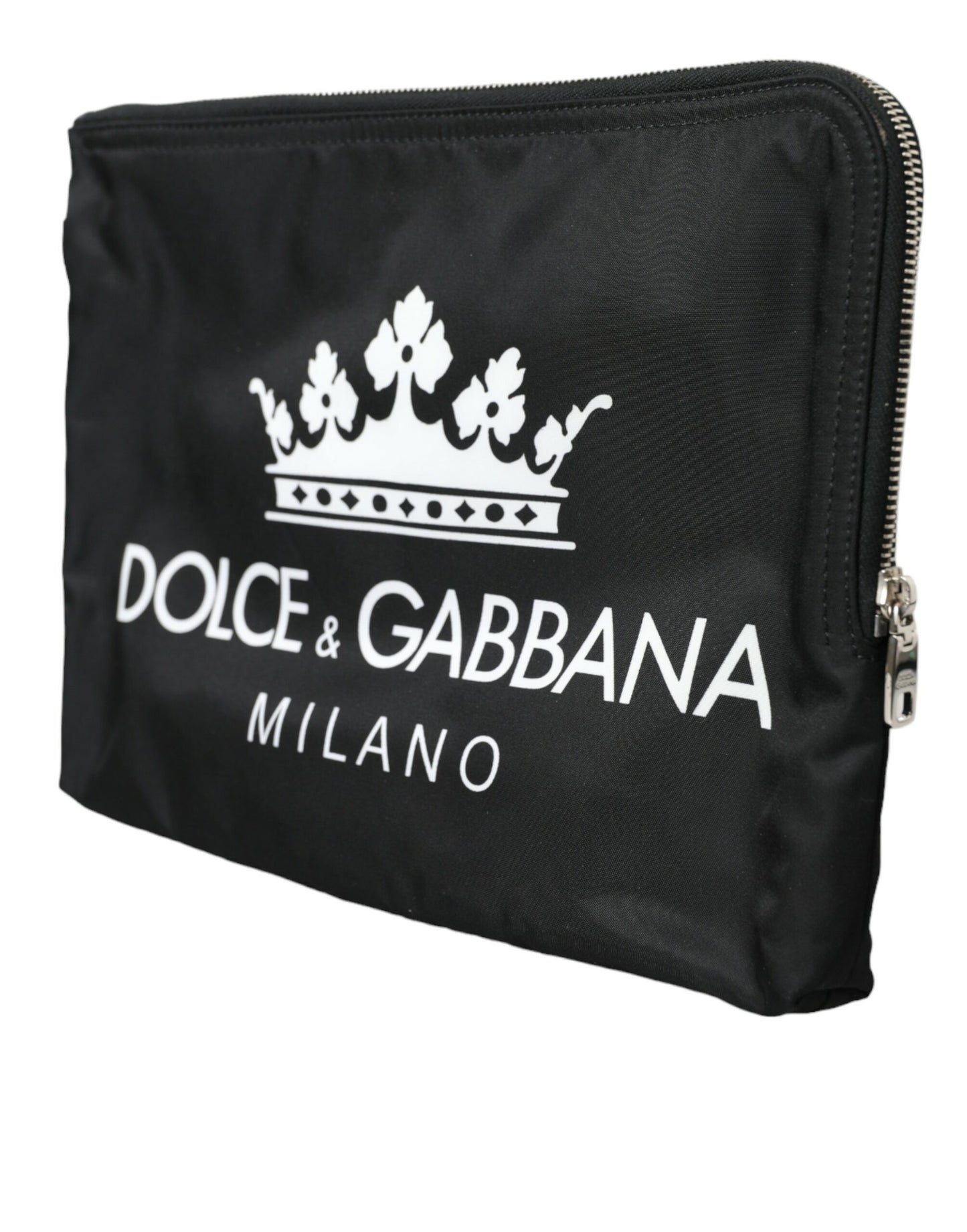 Black DG Milano Print Nylon Pouch Clutch Bags