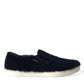 Blue Shearling Slip Loafers Sneakers Shoes