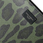 Green Logo Patch Leopard Leather Clutch Bag