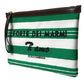 White Green Stripes Cotton Printed Clutch Bag