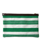 White Green Stripes Cotton Printed Clutch Bag