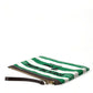 White Green Stripes Cotton Printed Clutch Bag