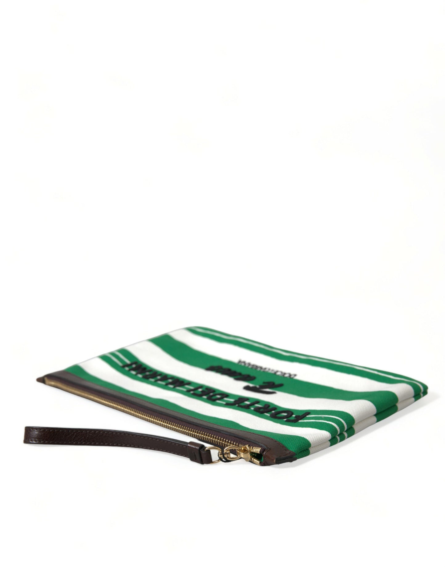 White Green Stripes Cotton Printed Clutch Bag