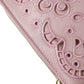 Pink Floral Embroidered Leather Chain Clutch Bag