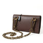 Brown Calf Leather Logo Embossed Shoulder Bags