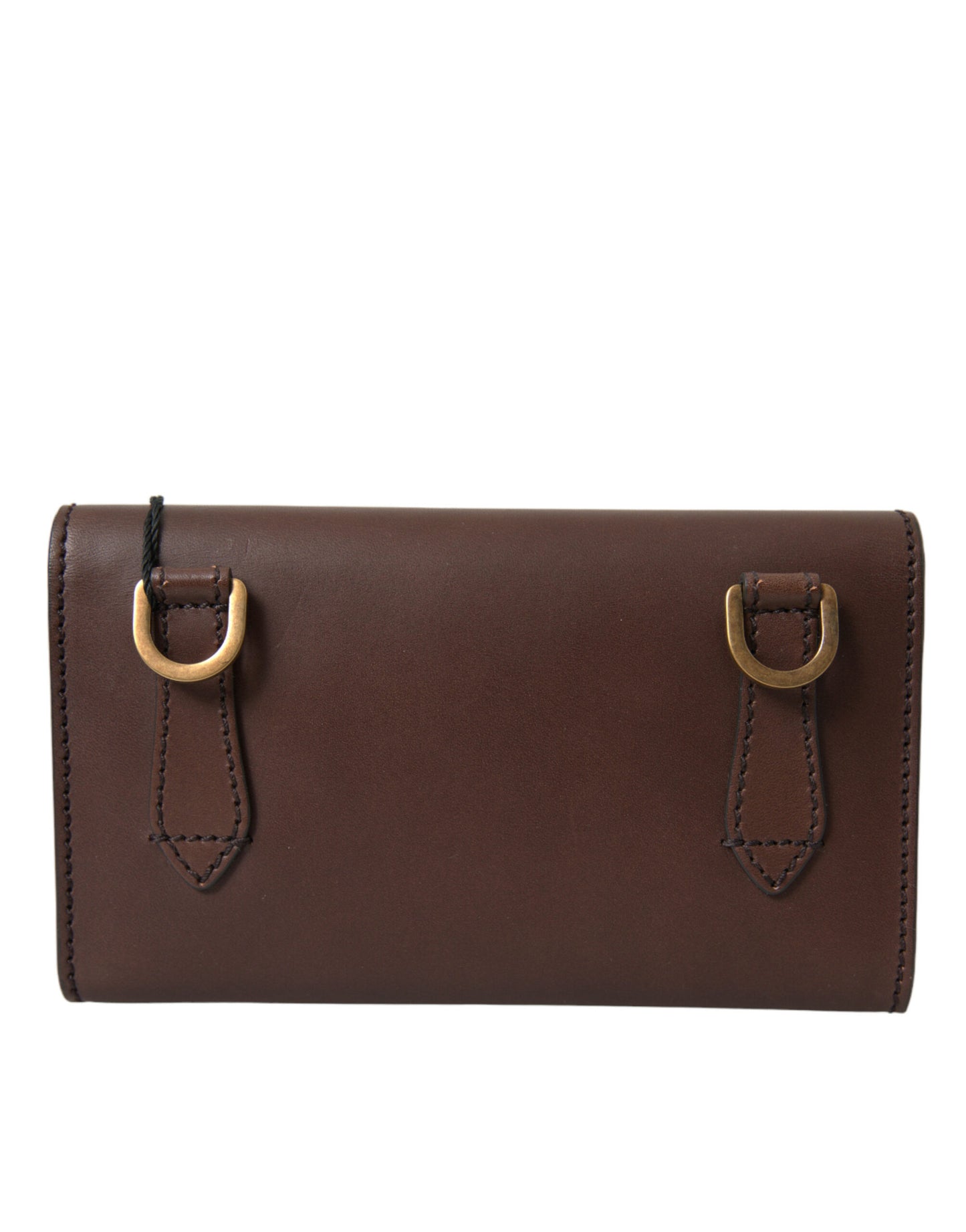 Brown Calf Leather Logo Embossed Shoulder Bags