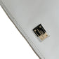 White Floral Embroidered Leather Chain Clutch Bag