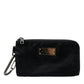 Black Nylon Logo Plaque Keyring Pouch Clutch Bags