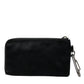 Black Nylon Logo Plaque Keyring Pouch Clutch Bags