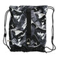 Black Leaf Print Adjustable Drawstring Nap Sack Bag