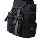 Blue Brown Nylon Leather Rucksack Backpack Bag