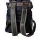 Blue Brown Nylon Leather Rucksack Backpack Bag