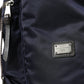 Blue Brown Nylon Leather Rucksack Backpack Bag