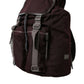 Maroon Brown Nylon Leather Rucksack Backpack Bag