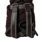 Maroon Brown Nylon Leather Rucksack Backpack Bag