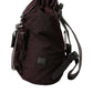 Maroon Brown Nylon Leather Rucksack Backpack Bag