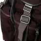 Maroon Brown Nylon Leather Rucksack Backpack Bag