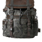 Green Brown Baroque Canvas Leather Rucksack Backpack Bag