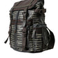 Black Brown Canvas Leather Rucksack Backpack Bag