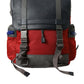 Red Gray Nylon Leather Rucksack Backpack Bag