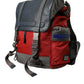 Red Gray Nylon Leather Rucksack Backpack Bag