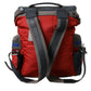 Red Gray Nylon Leather Rucksack Backpack Bag