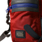 Red Gray Nylon Leather Rucksack Backpack Bag