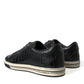 Black Croc Exotic Leather Men Casual Sneakers Shoes