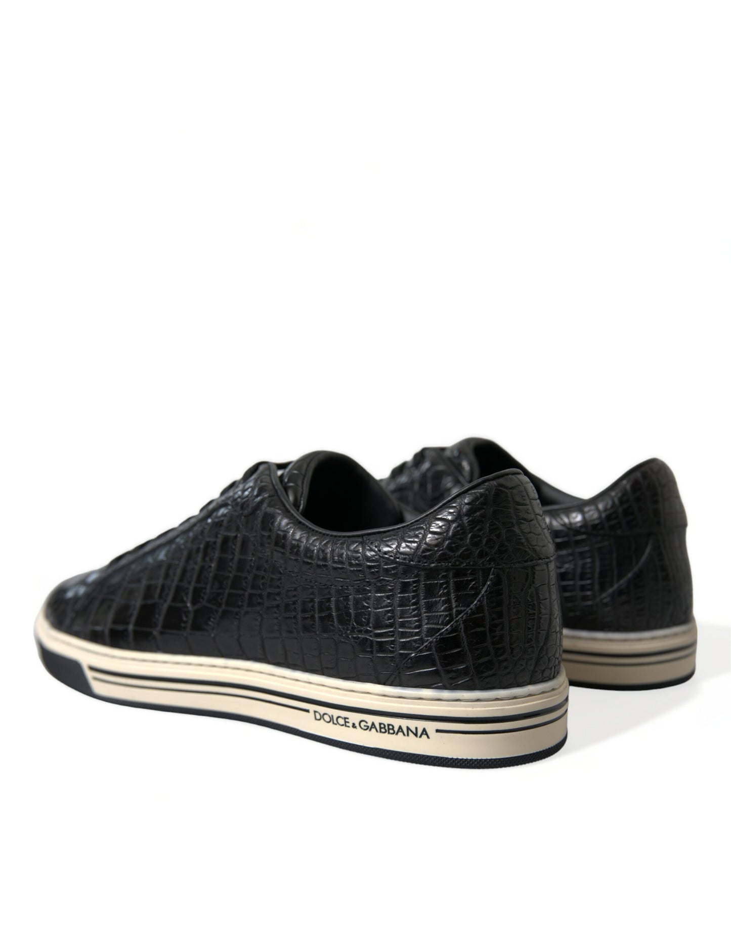 Black Croc Exotic Leather Men Casual Sneakers Shoes