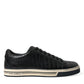 Black Croc Exotic Leather Men Casual Sneakers Shoes