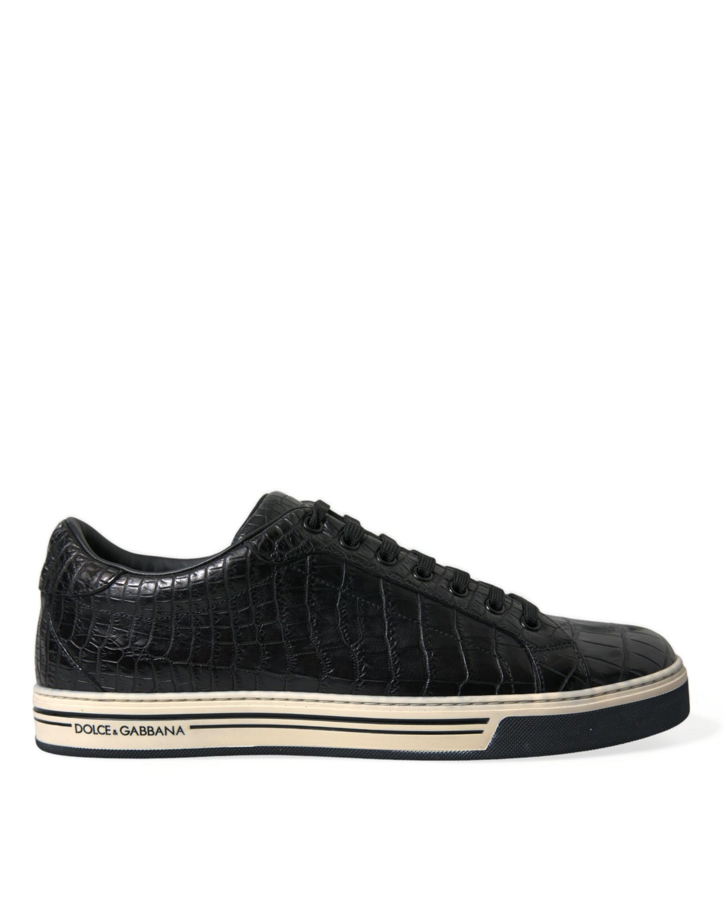 Black Croc Exotic Leather Men Casual Sneakers Shoes