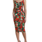 Multicolor Geranium Viscose Sheath Midi Dress