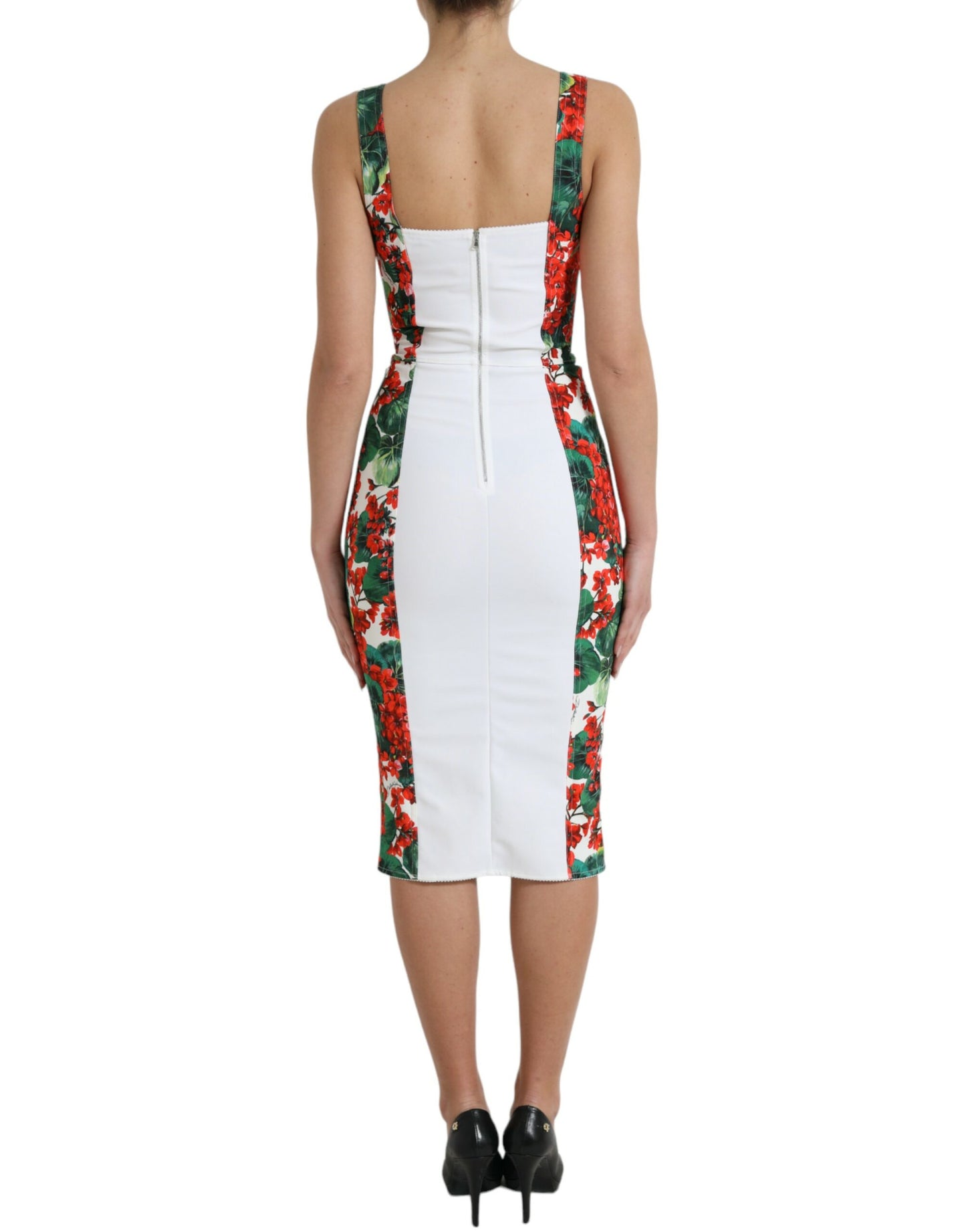 Multicolor Geranium Viscose Sheath Midi Dress