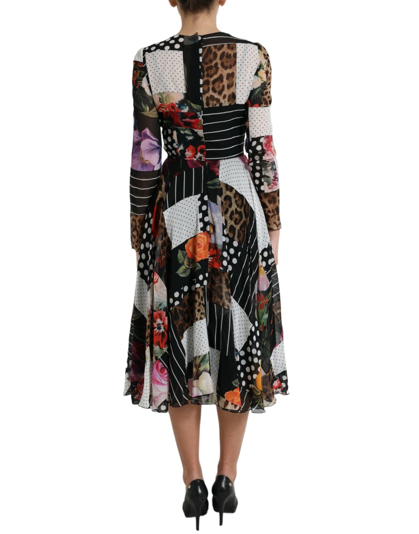 Multicolor Patchwork Floral Leopard Dress