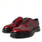 Red Leopard Calfskin Lace Up Derby Dress Shoes