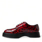 Red Leopard Calfskin Lace Up Derby Dress Shoes