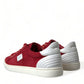 Red Suede Leather Men Low Top Sneakers Shoes