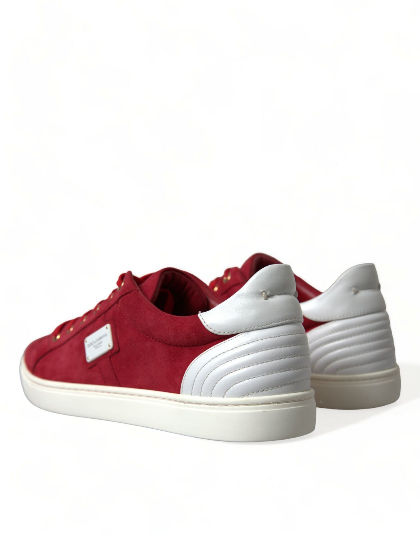 Red Suede Leather Men Low Top Sneakers Shoes