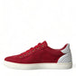 Red Suede Leather Men Low Top Sneakers Shoes