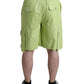 Light Green Cotton Men Cargo Bermuda Shorts