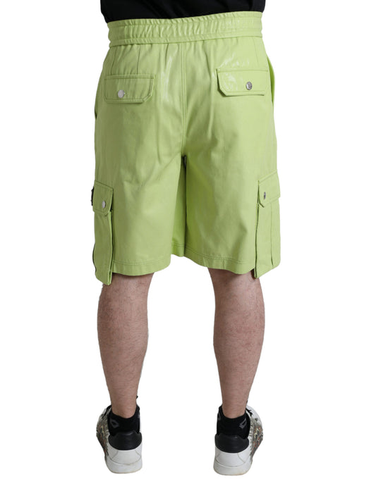 Light Green Cotton Men Cargo Bermuda Shorts