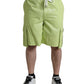 Light Green Cotton Men Cargo Bermuda Shorts