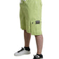 Light Green Cotton Men Cargo Bermuda Shorts