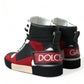 Black Red Leather High Top Miami Sneakers Shoes