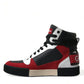 Black Red Leather High Top Miami Sneakers Shoes